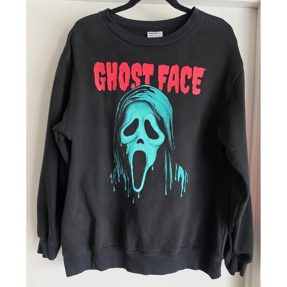 Scream Ghost Face Men's Black Pullover Sweatshirt M Long Sleeve Cotton Blend